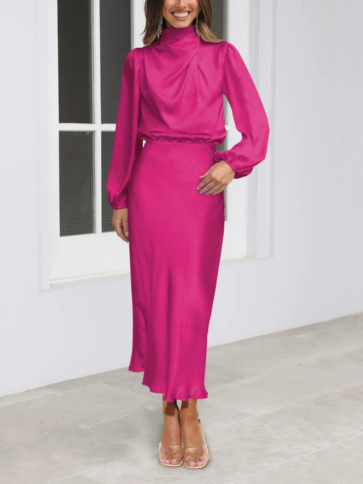 Ellie™ | Elegant Silk Dress with Long Sleeves